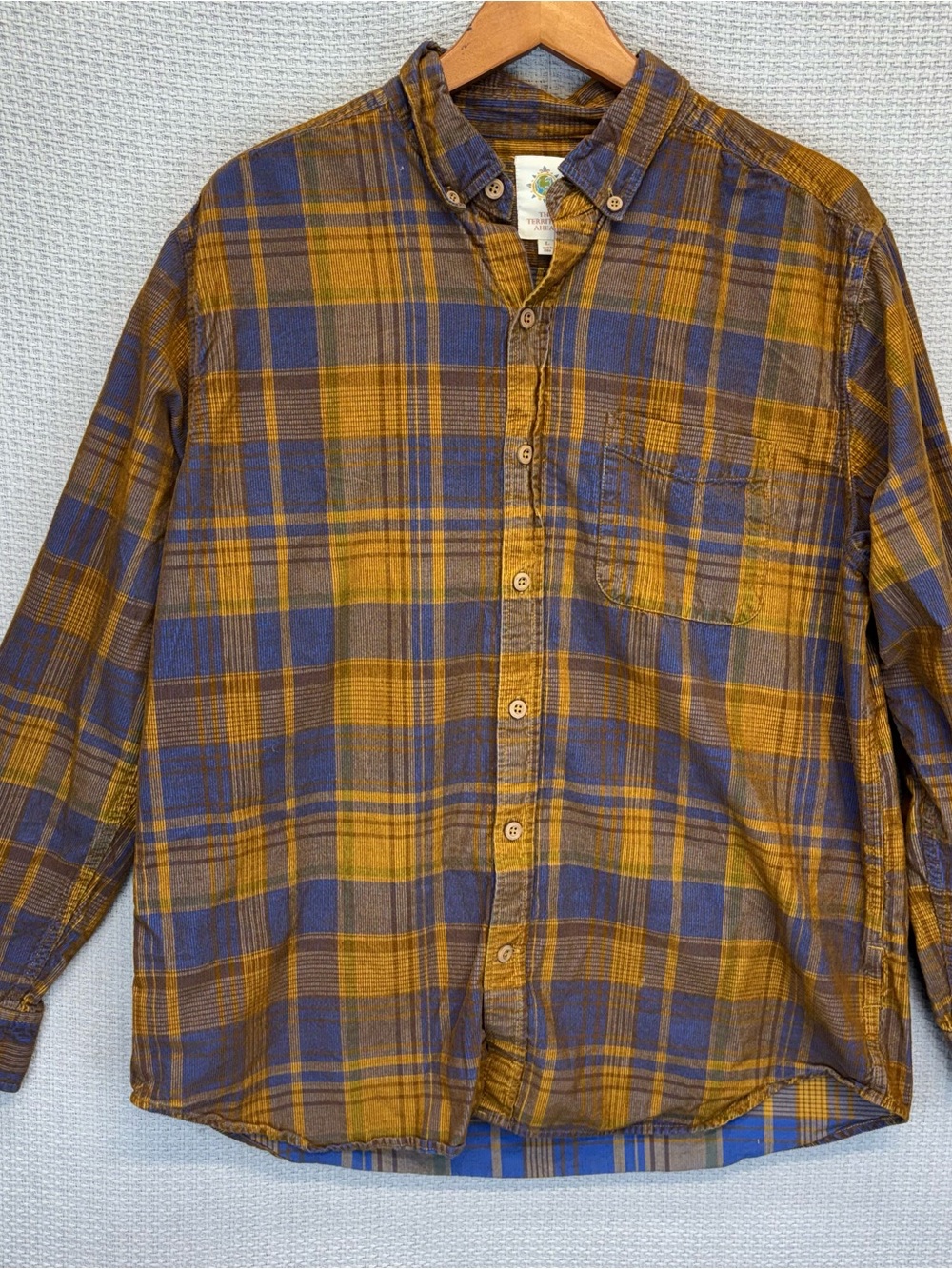The Territory Ahead Corduroy Shirt Mens L Multi Plaid Button Down Cabin Boho Vtg - Picture 1 of 7